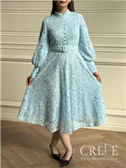 پیراهن گیپور کمربند دار