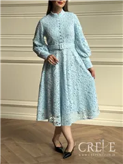 پیراهن گیپور کمربند دار