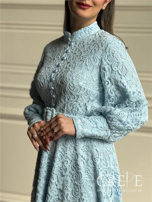 پیراهن گیپور کمربند دار