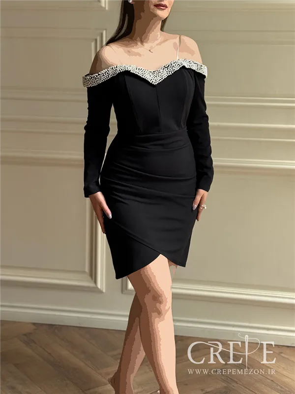 پیراهن کوتاه یقه مرواریدی دالقیچ