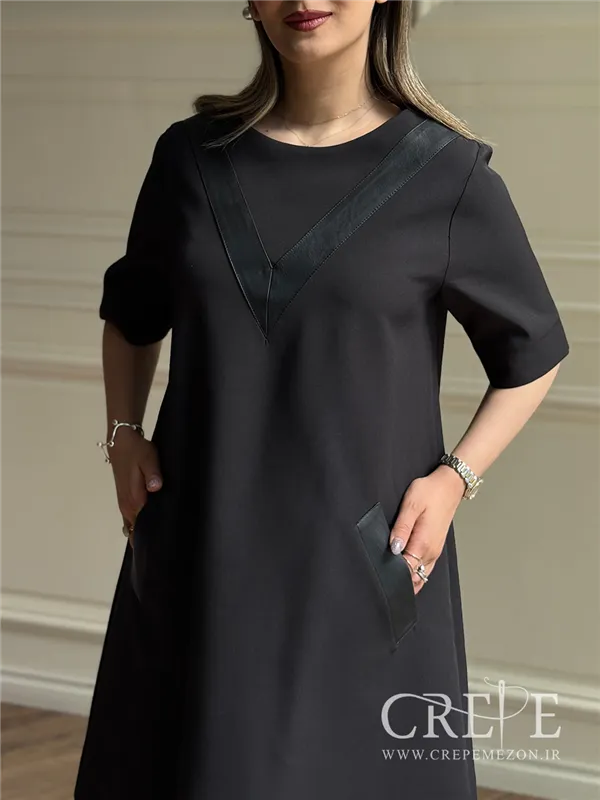 پیراهن چرم دوزی جیب نما