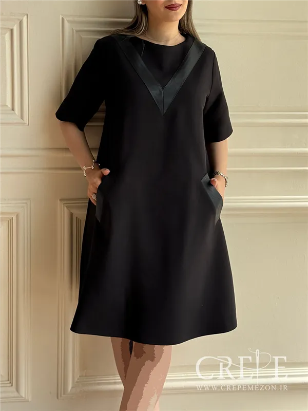 پیراهن چرم دوزی جیب نما