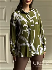 شومیز نخی جلو دکمه طرحدار