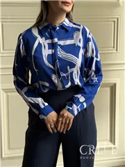 شومیز نخی جلو دکمه طرحدار