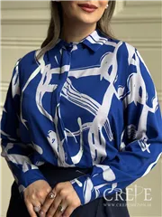 شومیز نخی جلو دکمه طرحدار