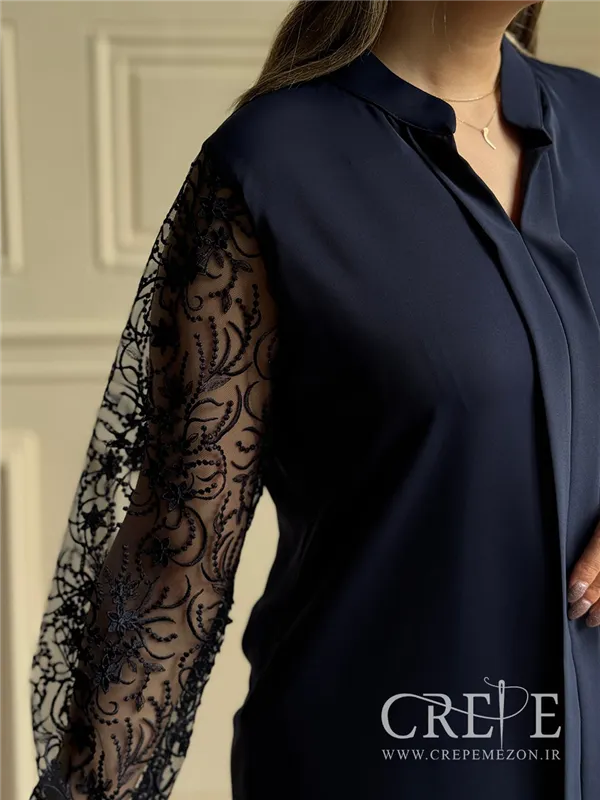 شومیز دوپیله آستین تور