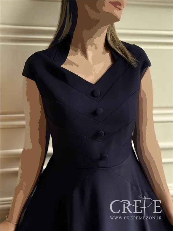 پیراهن کوتاه یقه دلبری چهار دکمه