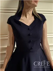 پیراهن کوتاه یقه دلبری چهار دکمه