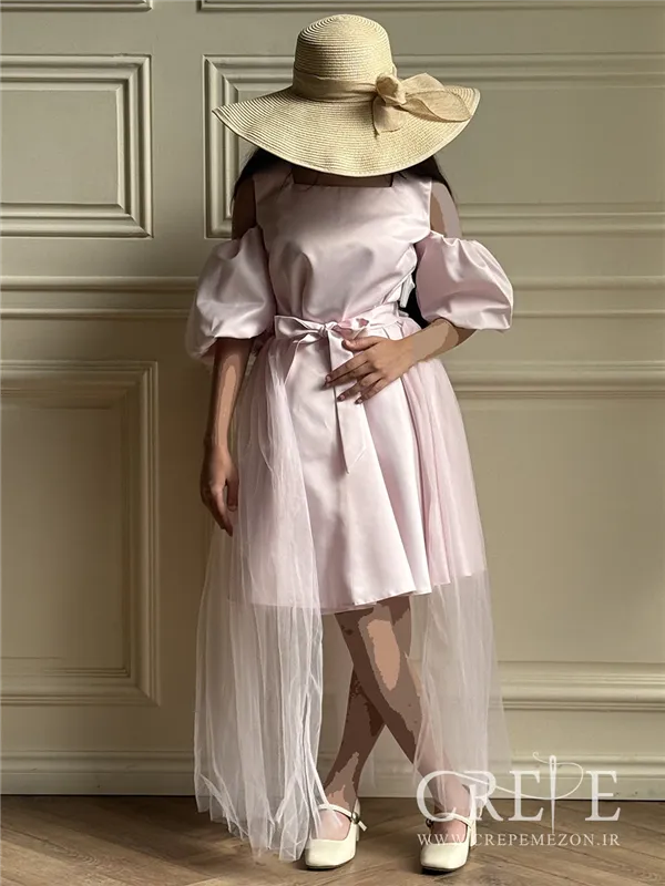 پیراهن  آستین پفی شنل دار