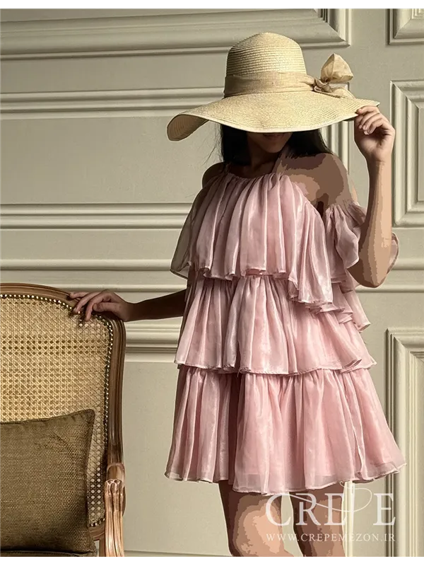 مینی پیراهن چیندار طبقه ای