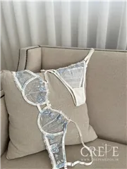 ست توری شکوفه های آبی