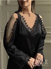 شومیز سرشانه باز گیپوردار