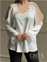 شومیز سرشانه باز گیپوردار