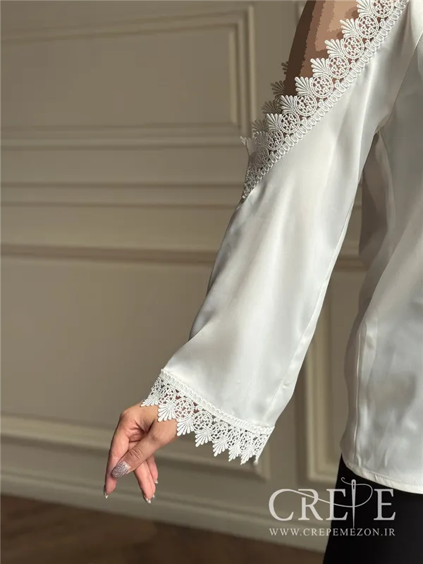 شومیز سرشانه باز گیپوردار