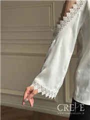 شومیز سرشانه باز گیپوردار