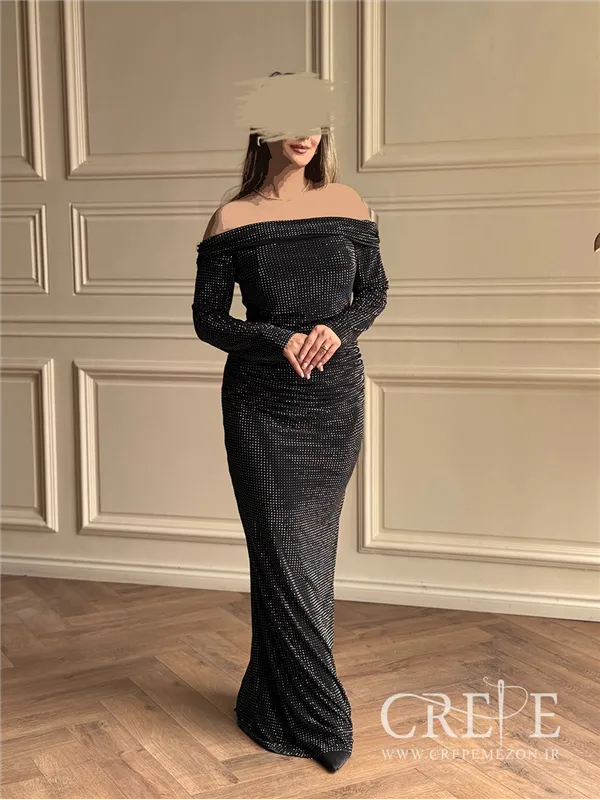 ماکسی یقه قایقی نگینی لینا