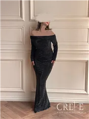 ماکسی یقه قایقی نگینی لینا