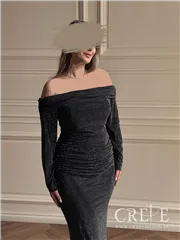 ماکسی یقه قایقی نگینی لینا