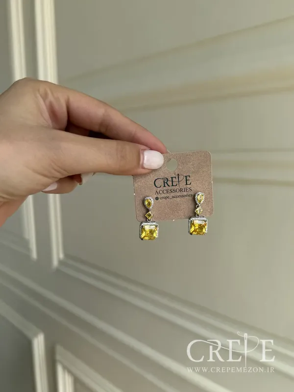 گوشواره جواهری مربع