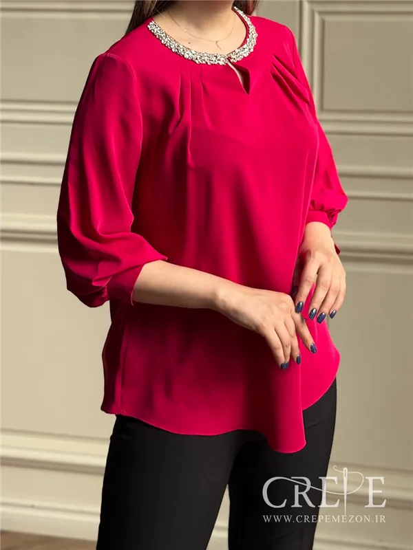 شومیز جلو پیله یقه نگینی