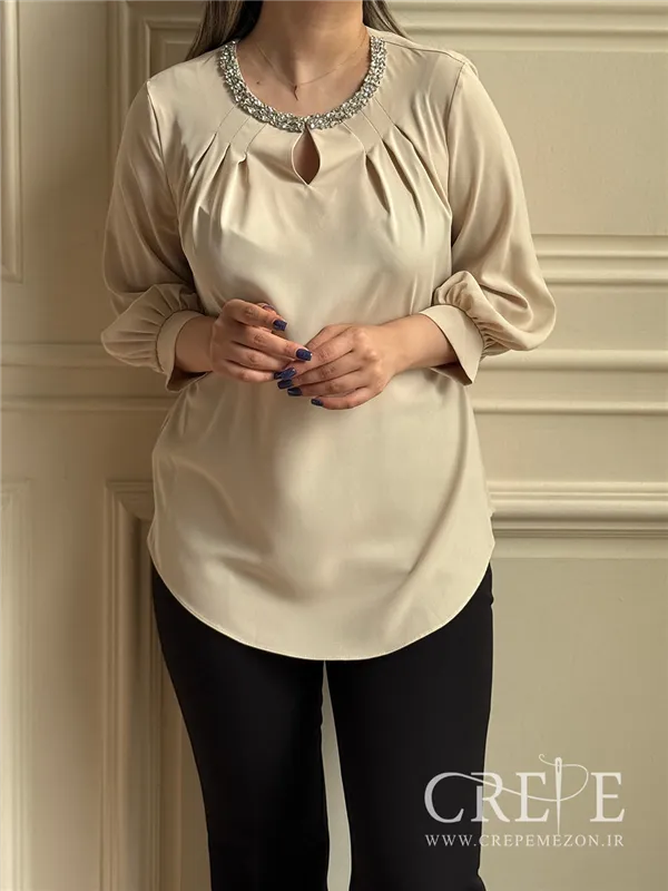 شومیز جلو پیله یقه نگینی