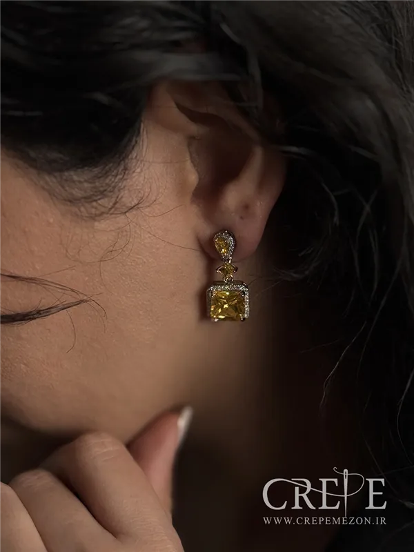 گوشواره جواهری مربع