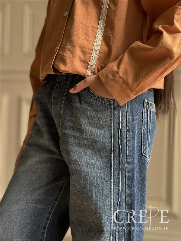 شلوار جین شافل تمام کش 