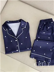 بلوز شلوار ساتن طرح قلبی