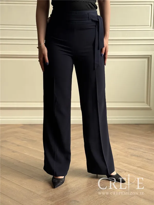 شلوار از بالا گشاد کرپ کلاریتا قد 110