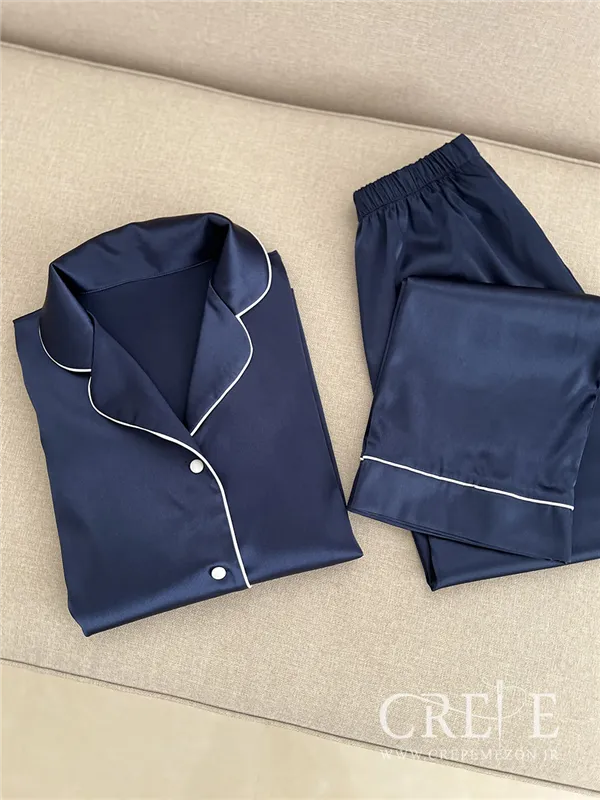 بلوز شلوار ساتن جلو دکمه