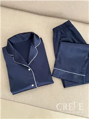 بلوز شلوار ساتن جلو دکمه