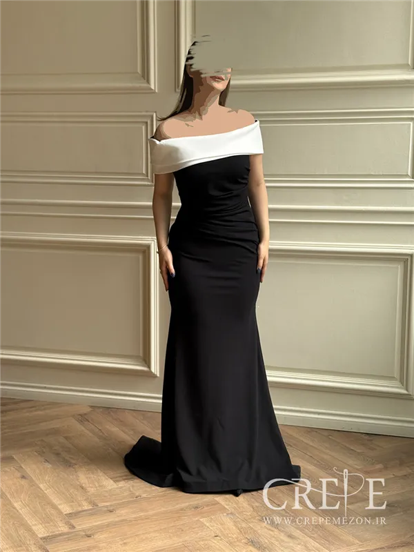 ماکسی دالقیچ یقه قایقی سفید