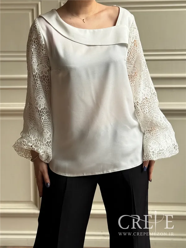 شومیز ساتن آستین گیپور