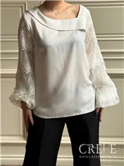 شومیز ساتن آستین گیپور