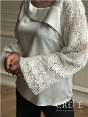 شومیز ساتن آستین گیپور