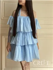 مینی پیراهن چیندار طبقه ای