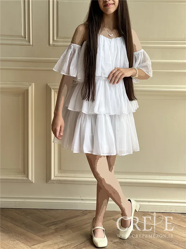 مینی پیراهن چیندار طبقه ای