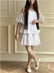 مینی پیراهن چیندار طبقه ای