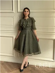 پیراهن تمام دانتل کمربنددار