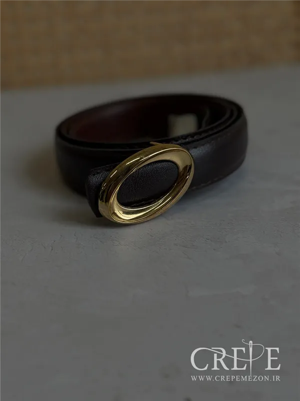 کمربند 2/5 سانت سگک بیضی طلایی