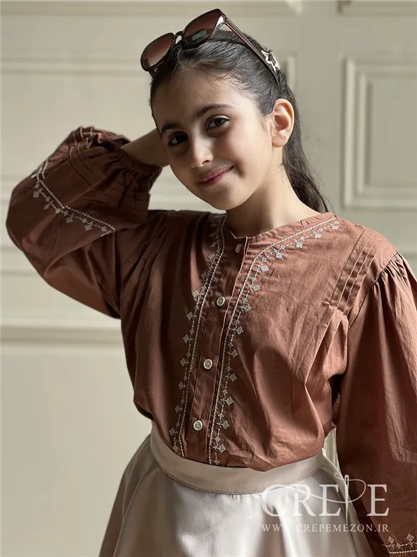 شومیز آستین پفی شماره دوزی