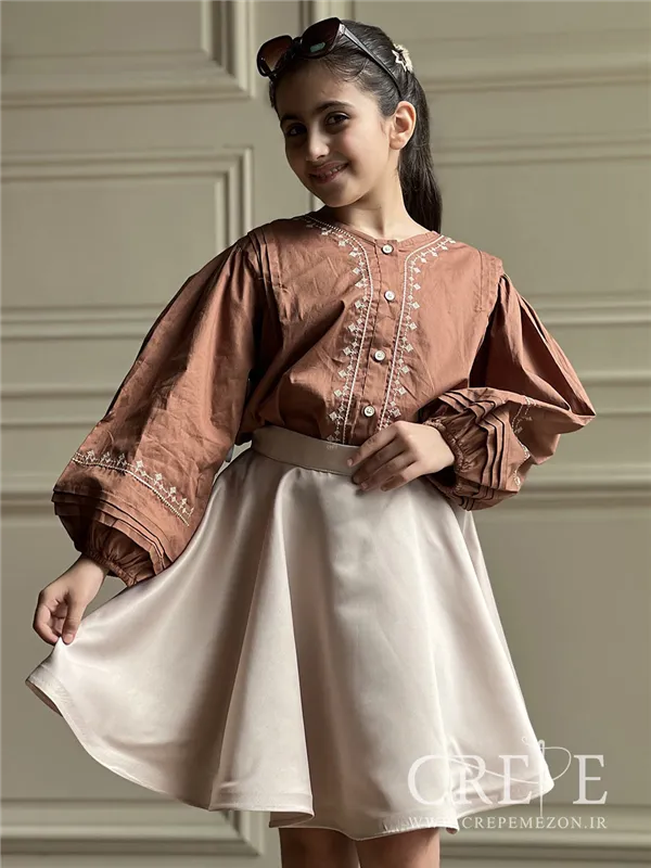 شومیز آستین پفی شماره دوزی