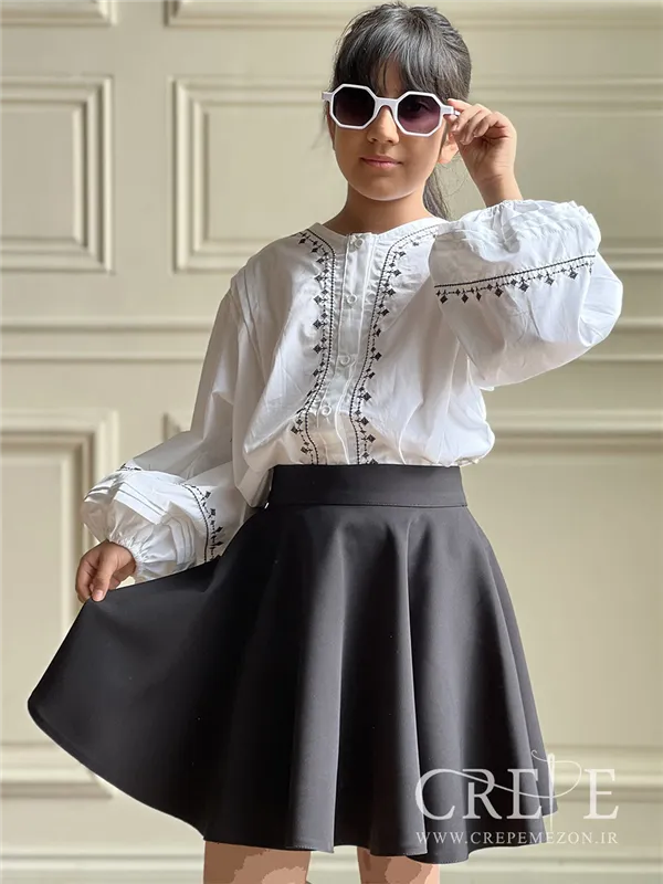 شومیز آستین پفی شماره دوزی