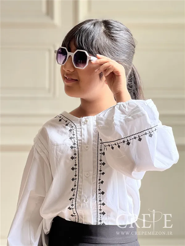 شومیز آستین پفی شماره دوزی