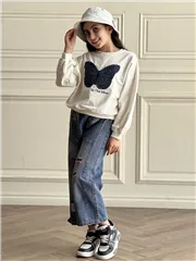 ست بلوز وشلوار جین طرح پروانه