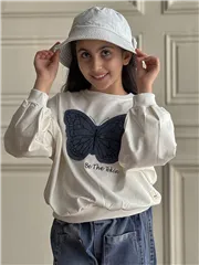 ست بلوز وشلوار جین طرح پروانه