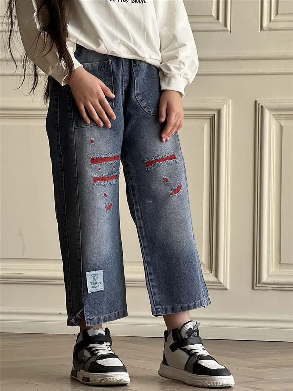 ست بلوز وشلوار جین طرح پروانه