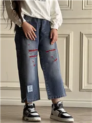 ست بلوز وشلوار جین طرح پروانه