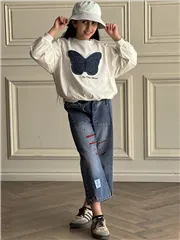 ست بلوز وشلوار جین طرح پروانه