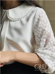 شومیز آستین گیپور یقه مرواریدی